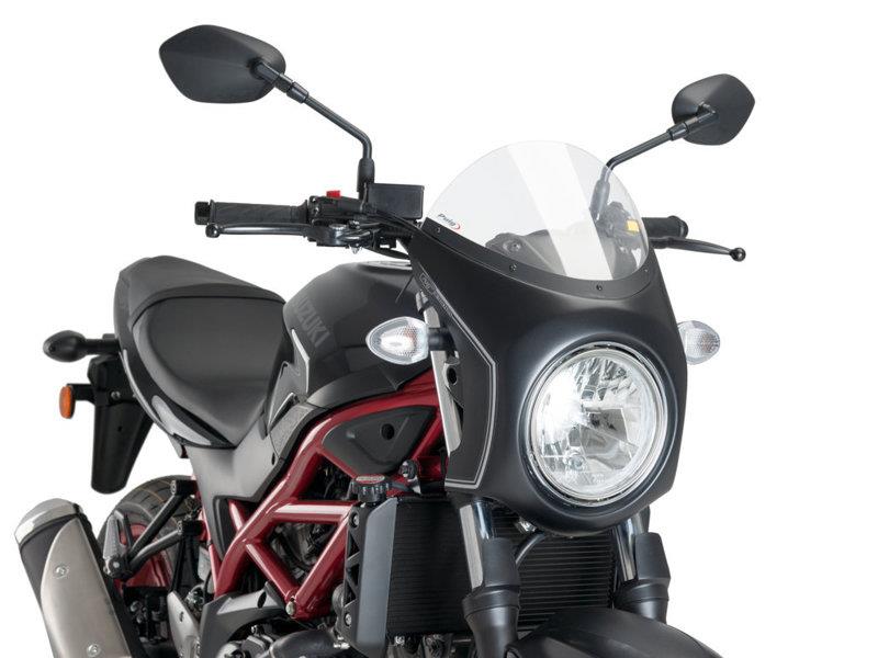 PUIG Retro Black Semi Fairing And Screen 195mm Clear for Suzuki SV 650 16-25 3169W