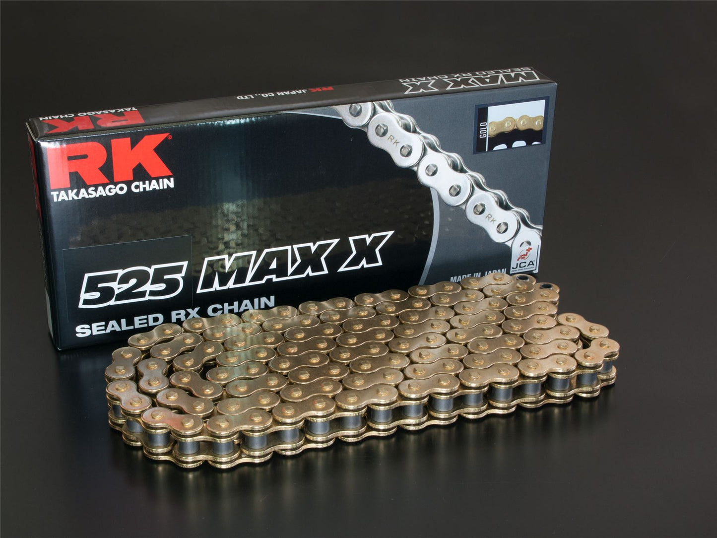 RK Motorcycle Drive Chain 525 MAX X 104L XRING Black, Gold 525MAXX/GG104CLF