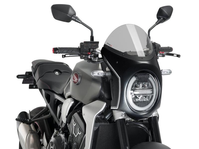 Puig Retro Carbon Look Semi Fairing And Screen 195mm Light Smoke 4117W
