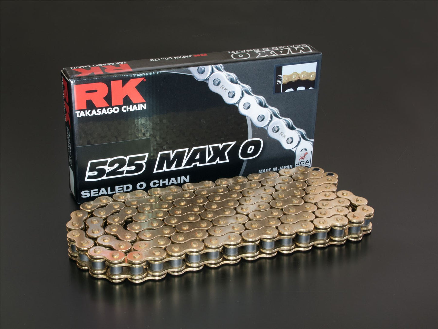 RK Motorcycle Drive Chain 525 MAX O 112L ORING Black, Gold 525MAXO/GG112CLF