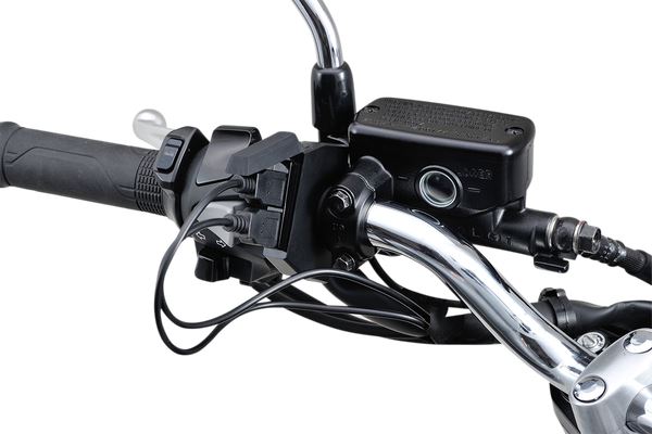 Daytona Slim-Mount 2-Port Type-A Weatherproof Black USB Charging Port 89372