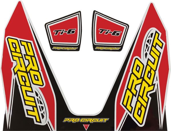 Pro Circuit Ti-6 Exhaust Decals Black Red White Yellow Vinyl Kit DC22TI6-RED