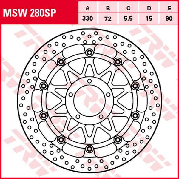 Trw Racing SP-Series Brake Rotor For Ducati Panigale V4 1100 2010-2024 MSW280SP