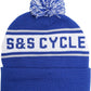 S&S Cycle Hat Beanie Acrylic One Size Blue White Casual Adult Unisex 510-0752