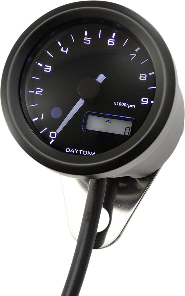 Daytona 9000RPM Black Meter w/ Adapter Speed & Odometer Kit Tachometer 87392
