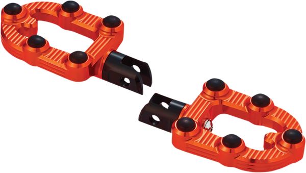 Arlen Ness MX Footpegs Orange Billet Aluminum Rubber Driver Passager 07-969