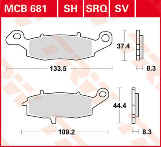 Trw SV Series Sindered Brake Pads For Suzuki SV 650 X 1995-2026 MCB681SV