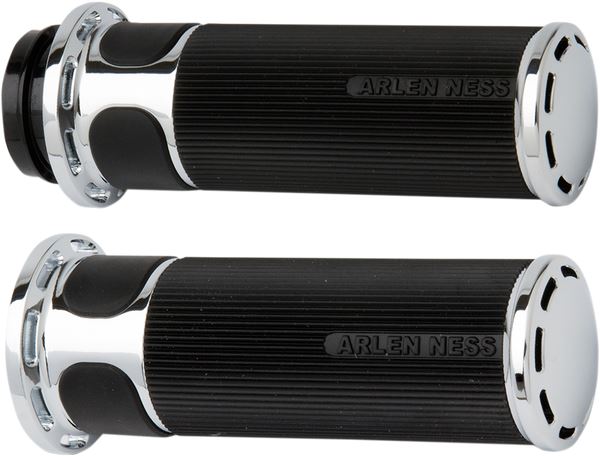 Arlen Ness Slot Track Grips Chrome Black For HD XL 883 N 76-22 07-300