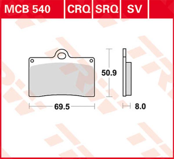 Trw SV Series Sindered Brake Pads For Ducati Monster 900 1988-2016 MCB540SV