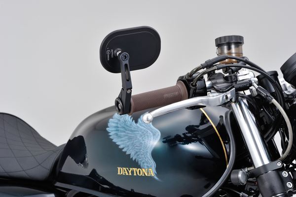 Daytona Bar End Mirror Black Aluminum Side View Short Stem 30mm Clamp 80800