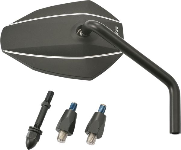 Daytona Aluminum Black Mirror E-marked R/H Thread Black Side View Mirror 89728