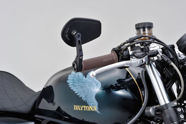 Daytona Bar End Mirror Black Aluminum Short Stem Fits ø 30mm 2 Spacers 80799
