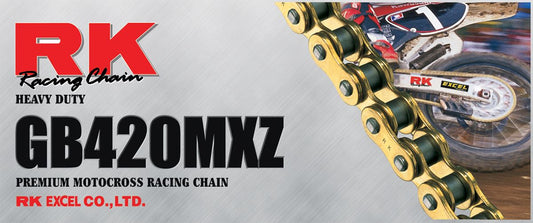 RK Motorcycle Drive Chain 420 MXZ 108L NONSEAL Black, Gold GB420MXZ108CL