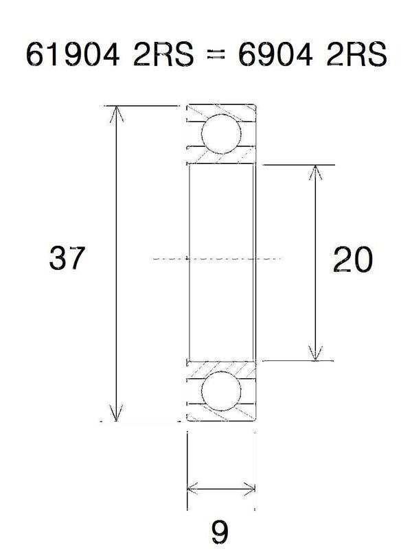 BLACK BEARING Bearing B3 20X37X9MM UB-6904-B3