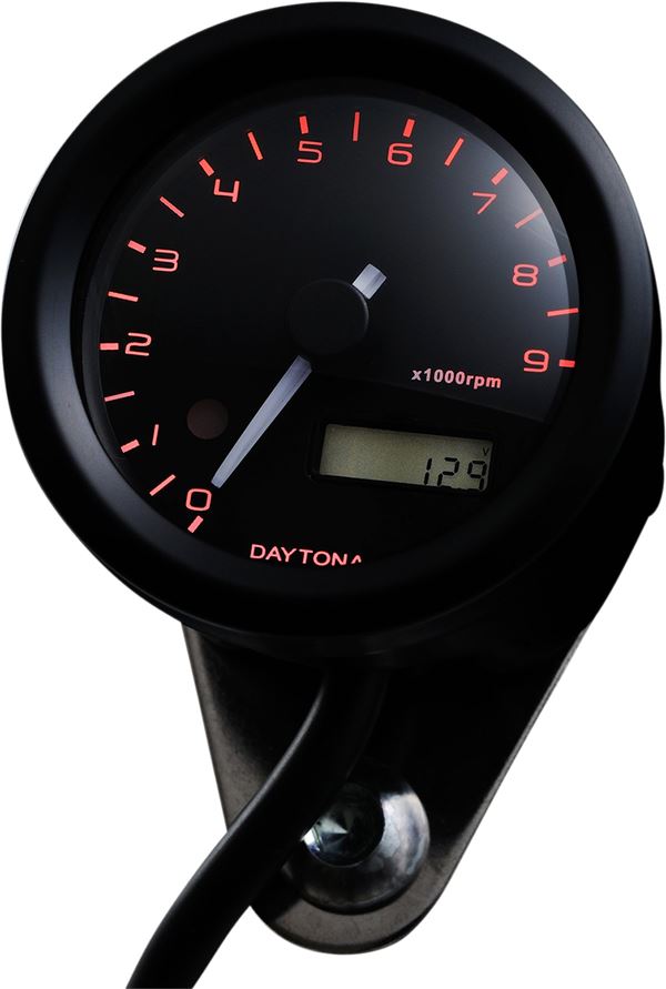 Daytona 9000RPM Black Meter w/ Adapter Speed & Odometer Kit Tachometer 87392