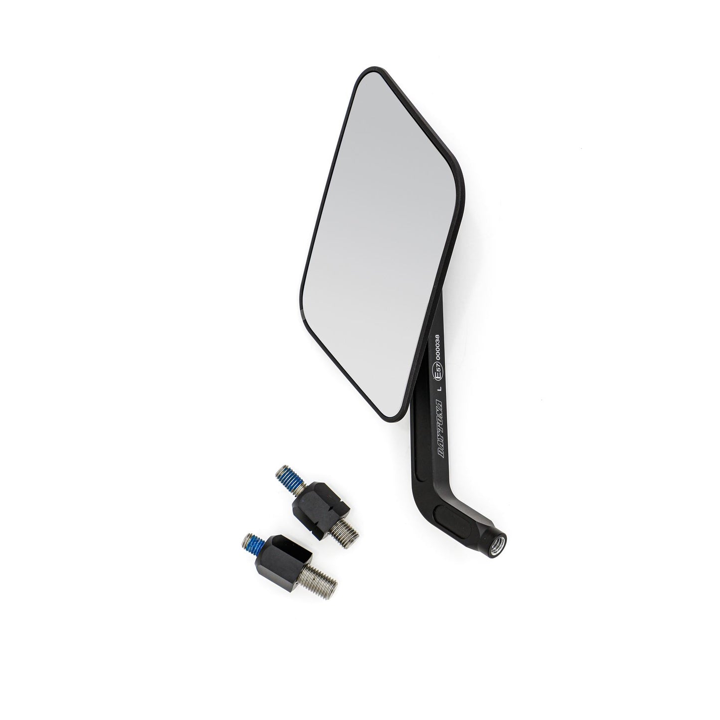 Daytona Aluminum Flat Mirror Black Square M10 Adapter E-Marked 5mm Thick 80994