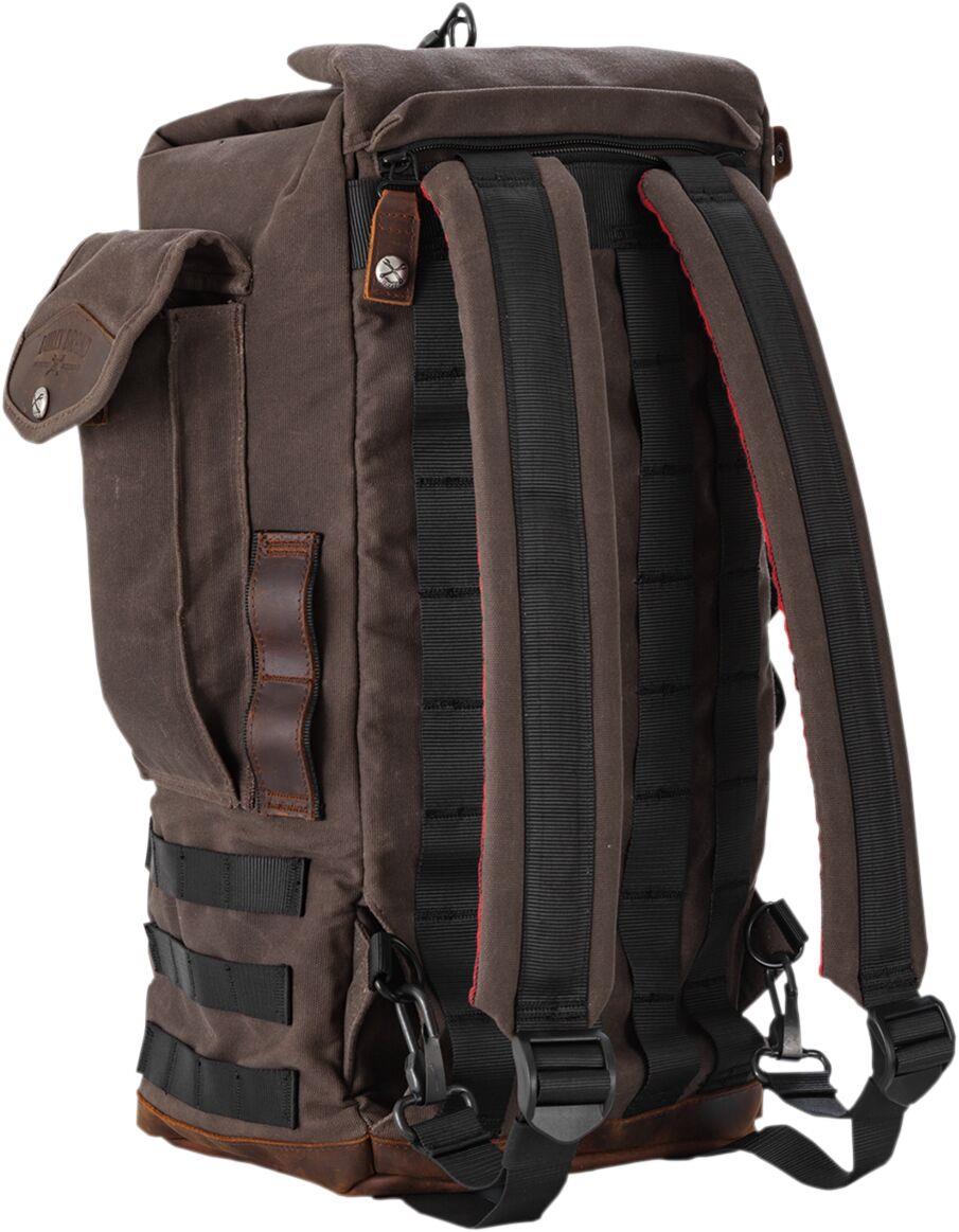Burly Brand Voyager Sissy Bar Backpack In Stock Leather Cotton Canvas B15-1013D