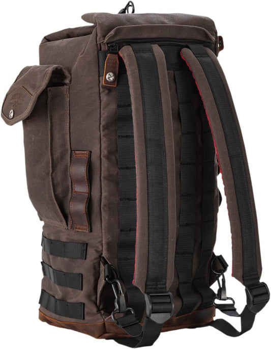 Burly Brand Voyager Sissy Bar Backpack In Stock Leather Cotton Canvas B15-1013D