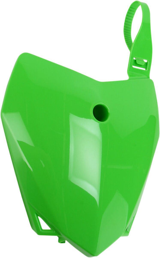 UFO FRONT NUMBER PLATE KAWASAKI KLX110 KX-GREEN KA04718-026