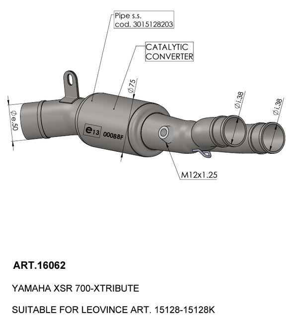 Leovince Catalytic Converter For Yamaha XSR 700 2021-2024 Stainless Steel 16062