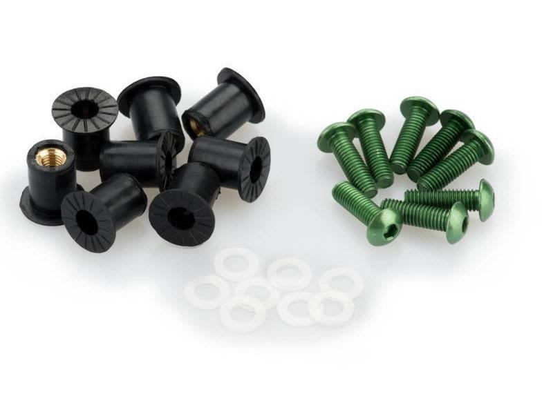 PUIG Anodized Screen Screw Set w/ Silentblocks Green Universal 0957V