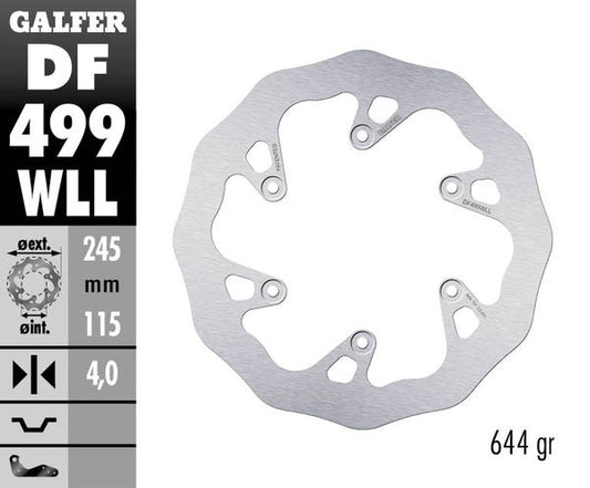 GALFER Brake Rotor Solid-Mount Wave® One Piece (Fixed) DF499WLL