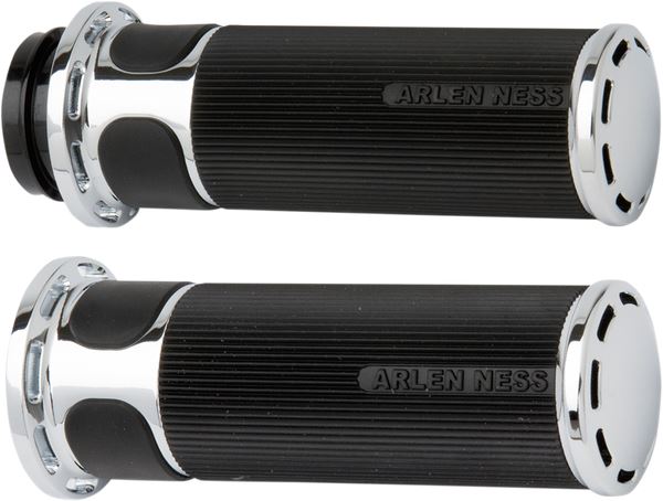 Arlen Ness Slot Track Grips Black Chrome For HD FLHXSE 1977 07-24 07-302