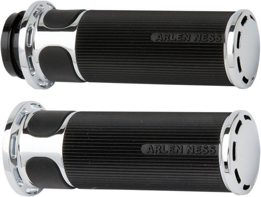 Arlen Ness Slot Track Grips Black Chrome For HD FLHXSE 1977 07-24 07-302