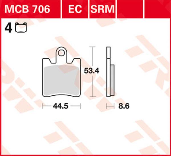 Trw All Round Sintered Metal Brake Pads For Yamaha FJR 1300 2006-2020 MCB706