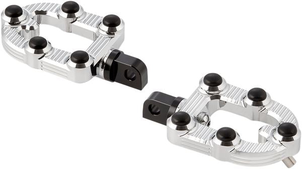 Arlen Ness MX Footpegs Driver Chrome Aluminum Billet Rubber Pair 07-914