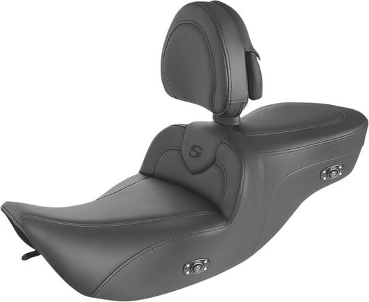 SADDLEMEN Roadsofa™ One-Piece Seat Black Includes Backrest Heated 897-06-187BRHCT