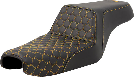 Saddlemen Honeycomb Step-Up Seat Gold Stitch For HD RH 1250 S 04-22 807-11-17707