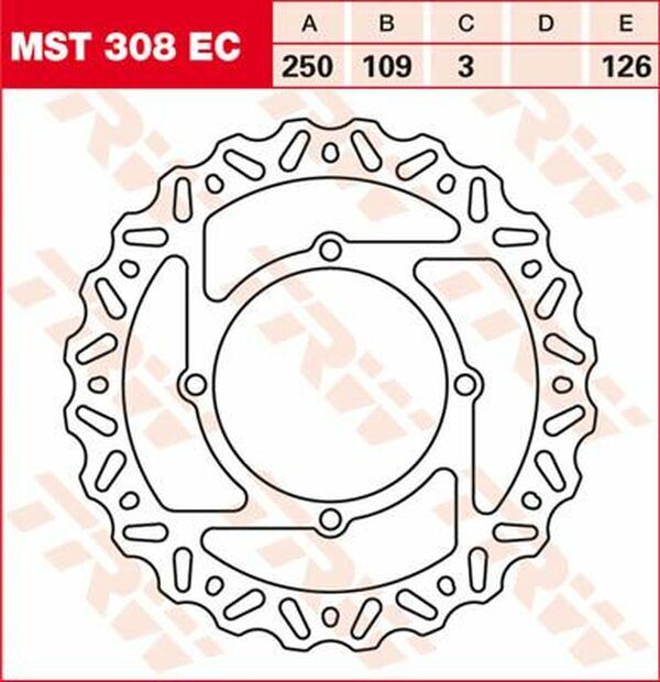 Trw EC Cross Design Brake Rotor For Kawasaki KX 250 2006-2022 Silver MST308EC