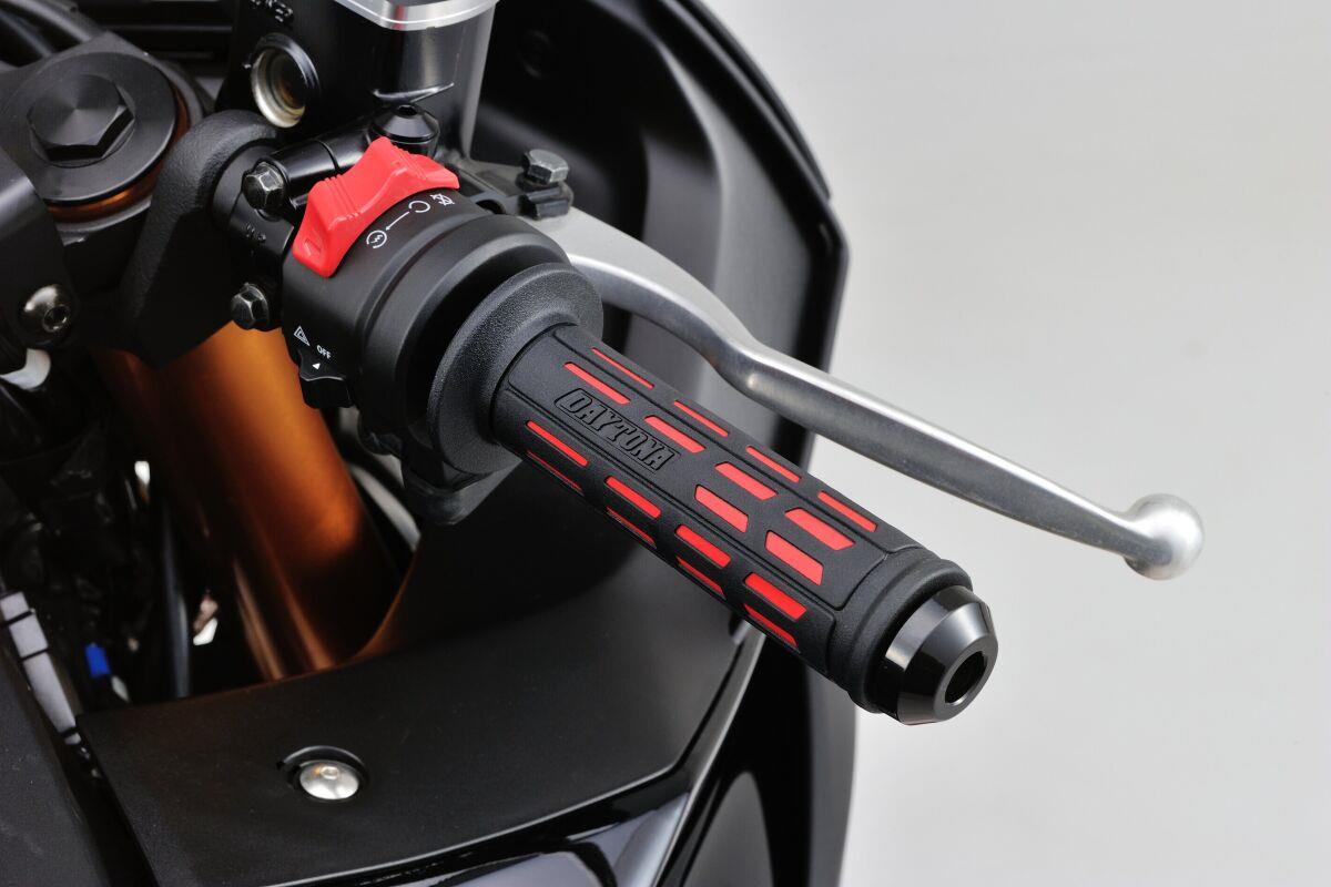 Daytona Grippy Grip GGD-Tapered-SP Grips 22.2mm Open End Black/Red Pair 25162