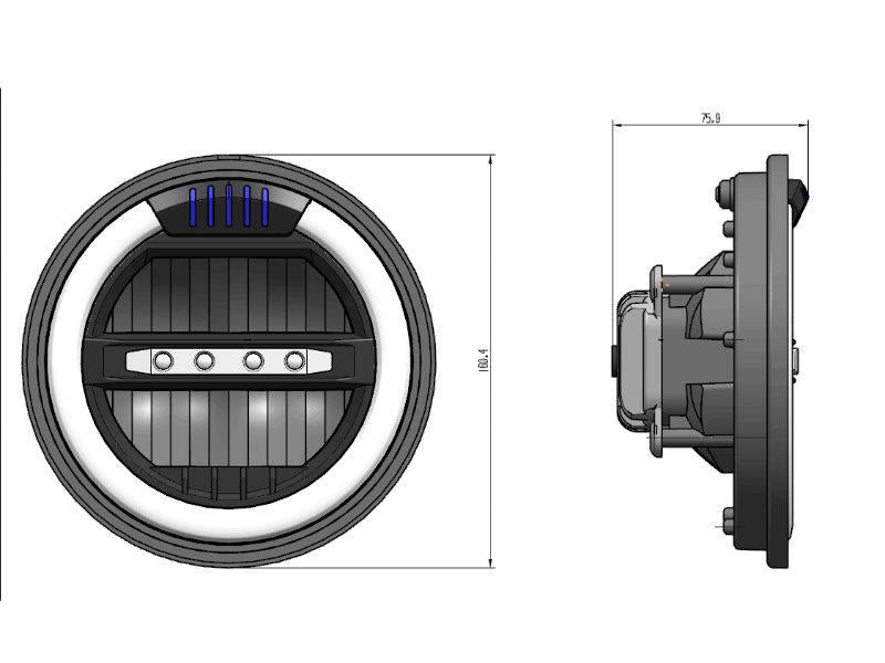 Puig 7in Round LED Headlight Black 4110H