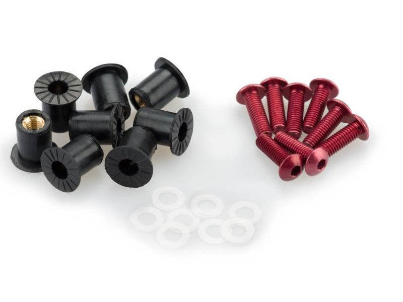PUIG Anodized Screen Screw Set w/ Silentblocks Red Universal 0957R