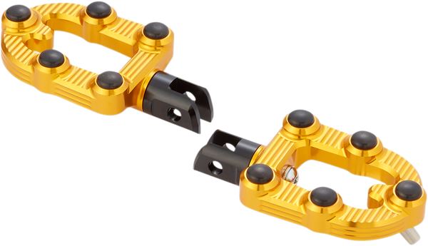 Arlen Ness MX Footpegs Driver Gold Billet Aluminum Rubber Pair 07-935