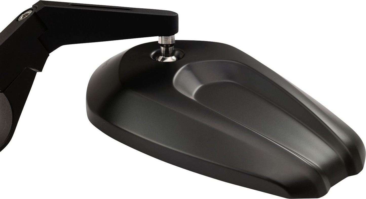 Daytona Bar End Mirror Black Aluminum Short Stem Fits Ø30mm Side View 80761