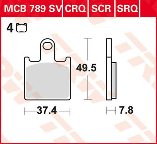 Trw SCR Series Sindered Race Brake Pads For Kawasaki ZX-6 R 600 07-16 MCB789SCR