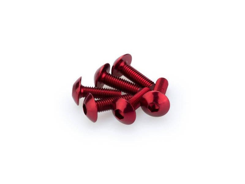 PUIG M5 Domed Screws 15mm x 6 Red Universal 0543R