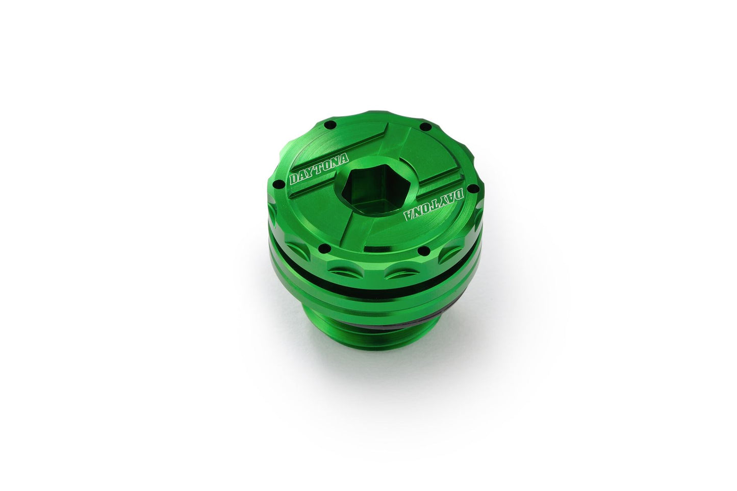 Daytona CNC Oil Filler Cap M20xP2.5 Green Billet Aluminum Wire Locking Hole 80638