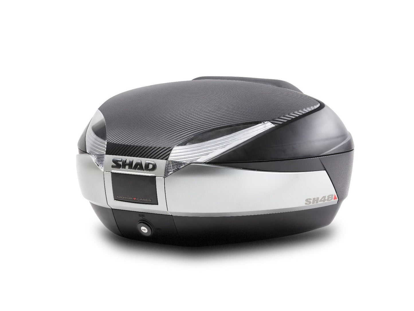 SHAD SH48 Top Box Black/Titanium inc Backrest And Carbon Cover D0B48406R