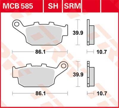 Trw SH Series Sindered Rear Brake Pads For Honda NC 700 X 1986-2026 MCB585SH