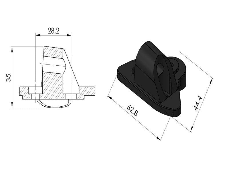 PUIG Rearview Mirror Adaptor LHS Black for Yamaha YZF R1/M/Race/R6/R7 16-25 3552N