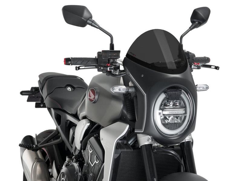 Puig Retro Black Semi Fairing And Screen 195mm Dark Smoke 9435W