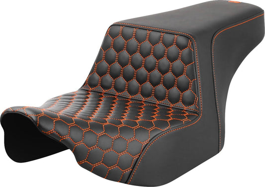 Saddlemen Honeycomb Step-Up Seat Orange Stitch For HD FLTRXSE 1977 23-24 823-07-17703