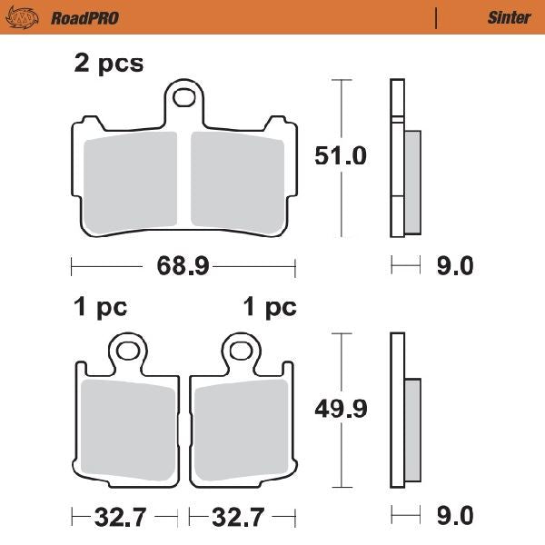 Moto-Master RoadPRO Sinder Brake Pad Front For Honda VFR 1200 F 2010-2016 407401