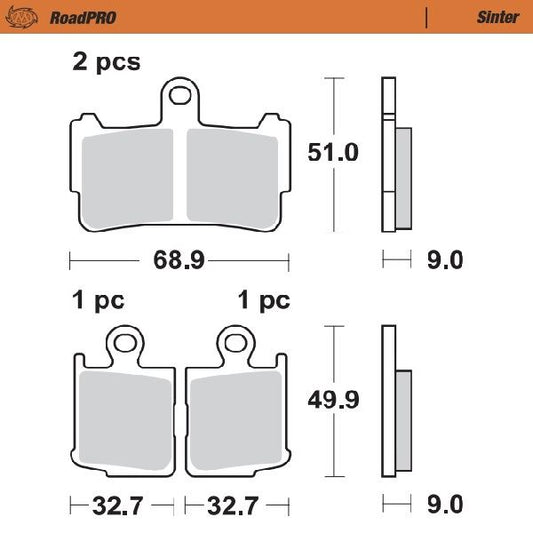 Moto-Master RoadPRO Sinder Brake Pad Front For Honda VFR 1200 F 2010-2016 407401