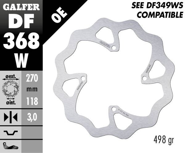 GALFER Brake Rotor Solid-Mount Wave® One Piece (Fixed) DF368W