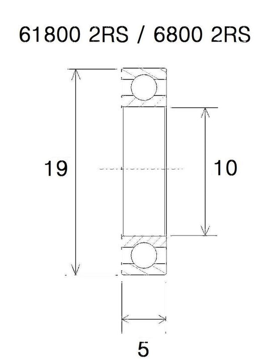 BLACK BEARING Bearing B5 10X19X5MM UB-6800-B5